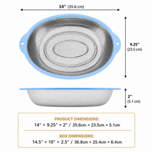 14-Inch Stainless Steel Oval Mesh Strainer – Blue