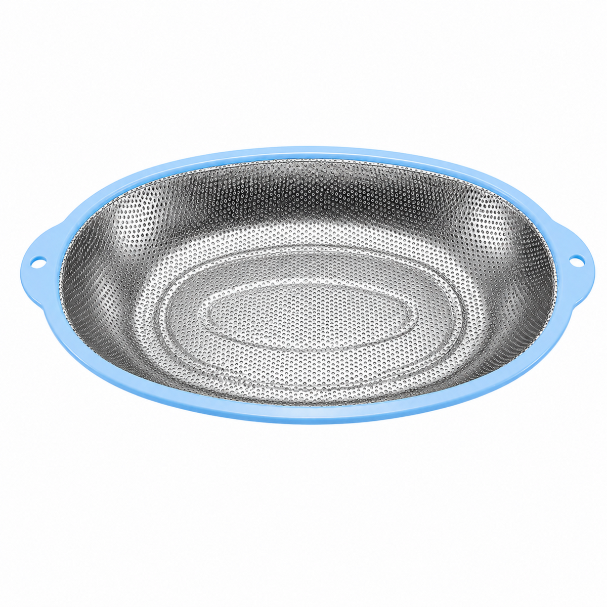 14-Inch Stainless Steel Oval Mesh Strainer – Blue
