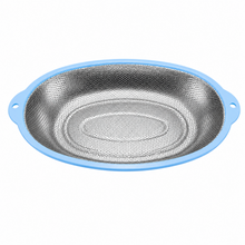14-Inch Stainless Steel Oval Mesh Strainer – Blue