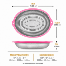 Medium Stainless Steel Oval Mesh Strainer with Pink Handles – Kitchen Colander for Washing, Draining & Rinsing