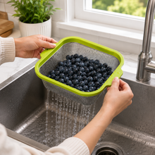 4-Piece XL Stainless Steel Square Mesh Strainer Set with Color-Coated Handles – Large Kitchen Colanders