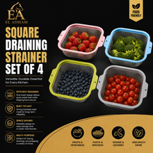 4-Piece XL Stainless Steel Square Mesh Strainer Set with Color-Coated Handles – Large Kitchen Colanders