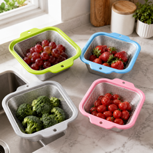 4-Piece Stainless Steel Square Mesh Strainer Set with Color-Coated Handles, 10.75 x 9.25 in