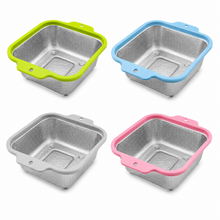 4-Piece Stainless Steel Square Mesh Strainer Set with Color-Coated Handles, 10.75 x 9.25 in