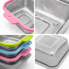4-Piece Stainless Steel Square Mesh Strainer Set with Color-Coated Handles, 10.75 x 9.25 in