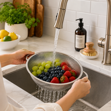 3-Piece Stainless Steel Round Colander Set with Dual Handles – Medium, Large & XL Kitchen Strainers
