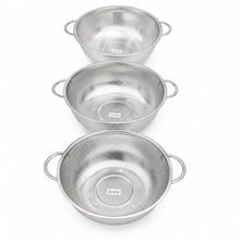 3-Piece Stainless Steel Round Colander Set with Dual Handles – Medium, Large & XL Kitchen Strainers