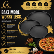 3-Piece Round Baking Pan Set – 11.5, 12.5 & 14 in, Black