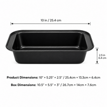 10-Inch Nonstick Rectangular Loaf Pan – Deep Bread, Cake & Meatloaf Baking Pan, Black