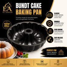 10.5-Inch Round Fluted Tube Cake Pan with Center Chimney – Black