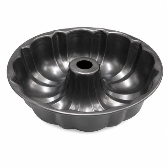 10.5-Inch Round Fluted Tube Cake Pan with Center Chimney – Black