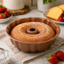 10.5-Inch Round Fluted Tube Cake Pan with Center Chimney – Brown