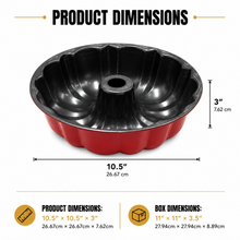 10.5-Inch Fluted Tube Cake Pan – Red & Black