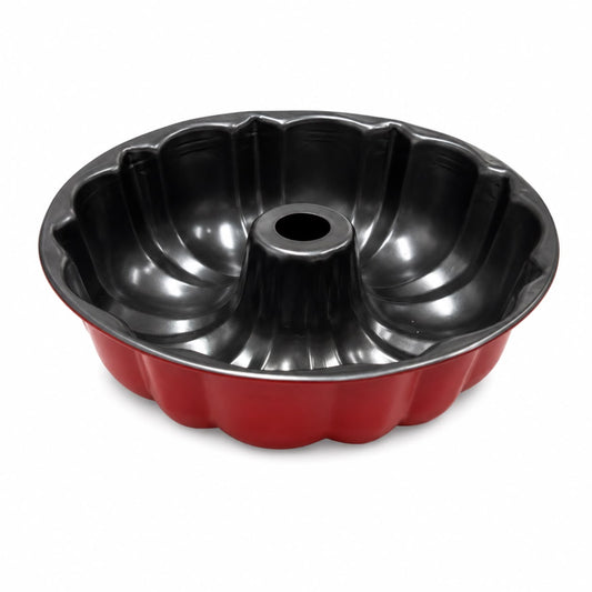 10.5-Inch Fluted Tube Cake Pan – Red & Black