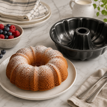 Fluted Tube Cake Pan with Center Chimney, Black, 9.25 Inch