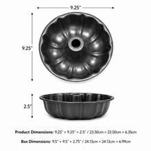 Fluted Tube Cake Pan with Center Chimney, Black, 9.25 Inch