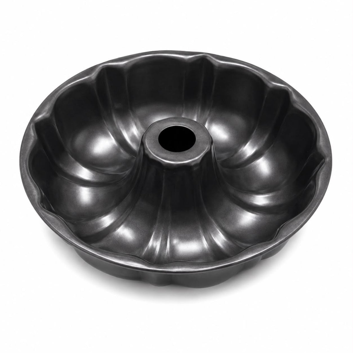 Fluted Tube Cake Pan with Center Chimney, Black, 9.25 Inch