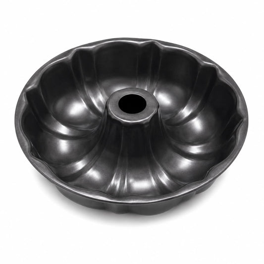 Fluted Tube Cake Pan with Center Chimney, Black, 9.25 Inch