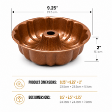 9.25-Inch Round Fluted Tube Cake Pan with Center Chimney – Brown