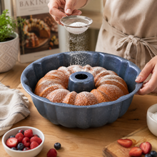 Round Fluted Tube Cake Pan with Center Chimney – 9.25 Inch, Gray
