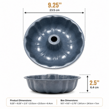 Round Fluted Tube Cake Pan with Center Chimney – 9.25 Inch, Gray