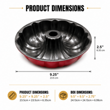 9.25-Inch Fluted Tube Cake Pan – Red & Black