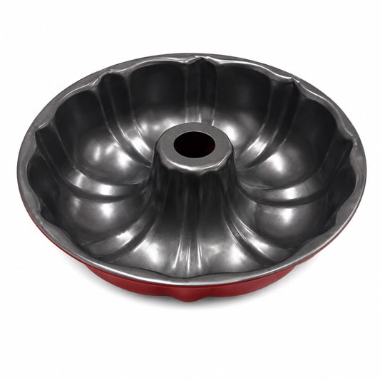 9.25-Inch Fluted Tube Cake Pan – Red & Black