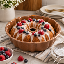 Round Fluted Tube Cake Pan with Center Chimney – 8 Inch, Brown