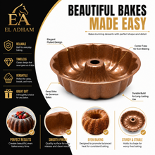 Round Fluted Tube Cake Pan with Center Chimney – 8 Inch, Brown