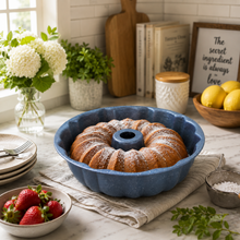 Round Fluted Tube Cake Mold Gray 8 x 8 x 2.25 Inch Bundt Pan