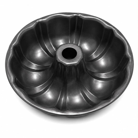Fluted Tube Cake Pan with Center Chimney, Black, 8 Inch