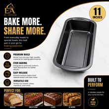 11" Nonstick Rectangular Bread Loaf Pan – Deep Baking Pan for Bread, Banana Bread, Pound Cake & Meatloaf – Black