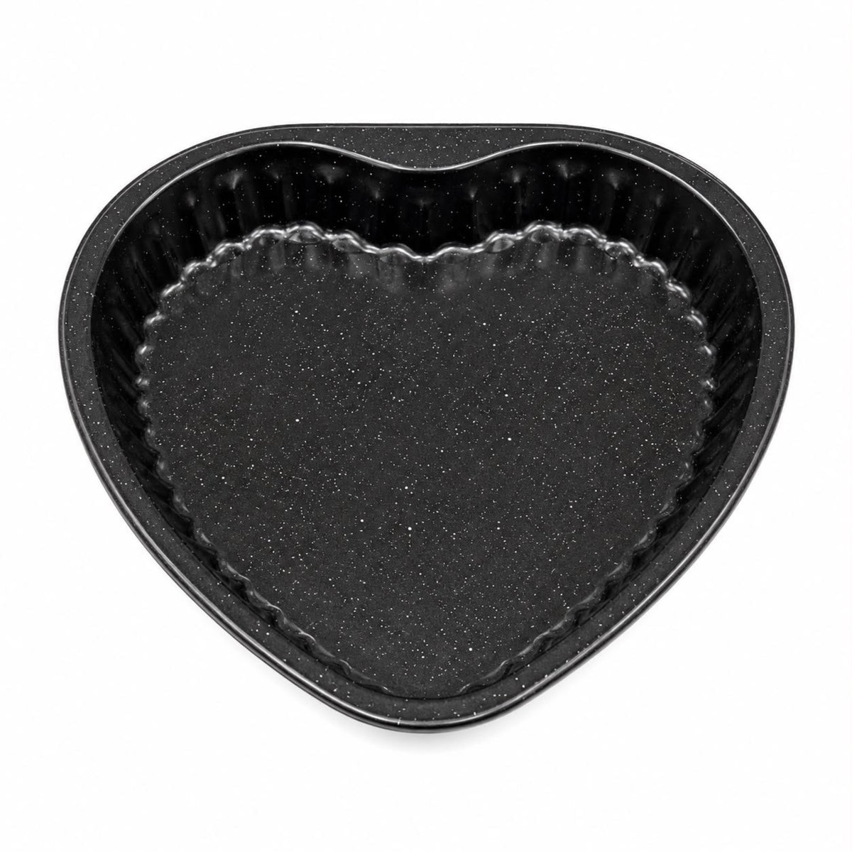 Heart-Shaped Fluted Baking Pan, Black Speckled, 10.75 Inch