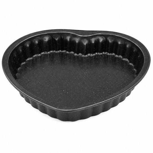Heart-Shaped Fluted Baking Pan, Black Speckled, 10.75 Inch