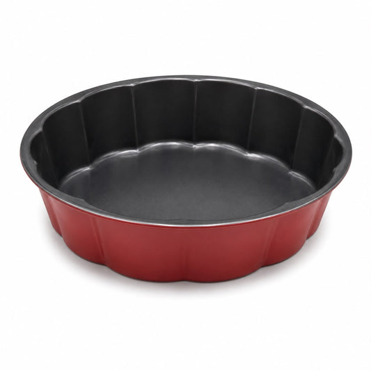 Round Fluted Cake & Baking Pan – 8 Inch, Red & Black