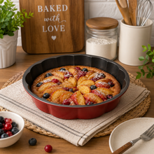11-Inch Scalloped Round Cake Pan – Red & Black