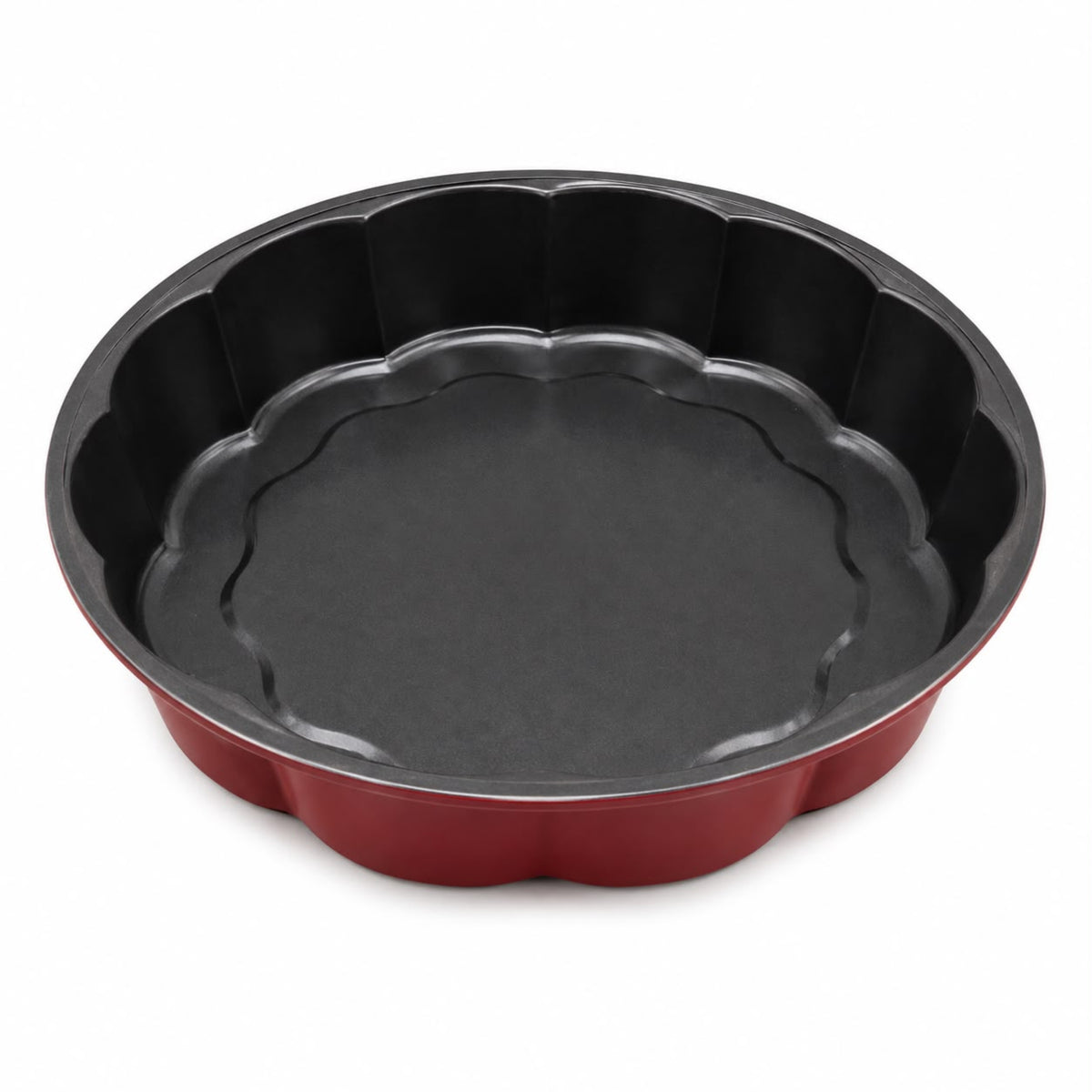 11-Inch Scalloped Round Cake Pan – Red & Black