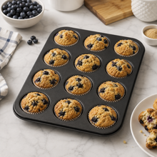 12-Cavity Muffin & Cupcake Pan – Black
