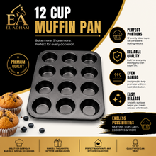 12-Cavity Muffin & Cupcake Pan – Black