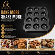 12-Cavity Floral Muffin & Cupcake Pan – Black