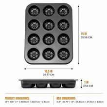 12-Cavity Floral Muffin & Cupcake Pan – Black
