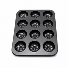 12-Cavity Floral Muffin & Cupcake Pan – Black
