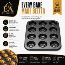12-Cavity Round Muffin & Cupcake Pan, 14 x 10.5 x 1 in