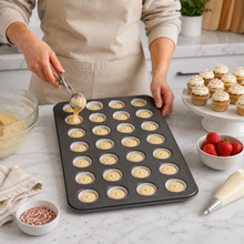 24-Cavity Mini Muffin & Cupcake Baking Pan, Black