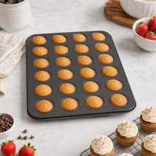 24-Cavity Mini Muffin & Cupcake Baking Pan, Black