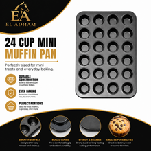 24-Cavity Mini Muffin & Cupcake Baking Pan, Black