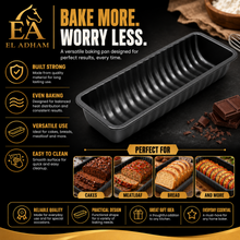 Rectangular Ribbed Loaf & Cake Baking Pan, Black, 12.5 Inch