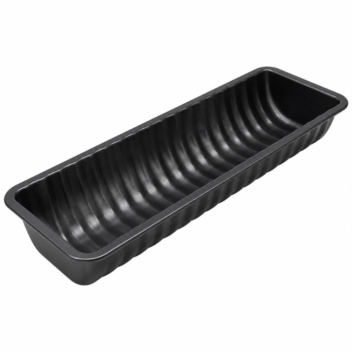 Rectangular Ribbed Loaf & Cake Baking Pan, Black, 12.5 Inch