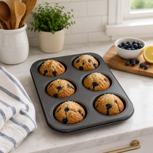 6-Cup Muffin & Cupcake Baking Pan, Black