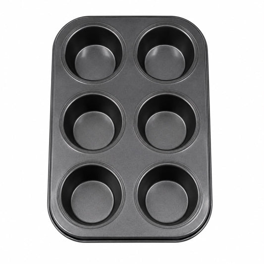 6-Cup Muffin & Cupcake Baking Pan, Black